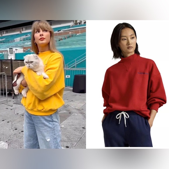 Polo Ralph Lauren Fleece LogoSweatshirt in RED similar to Taylor Swift’s gold